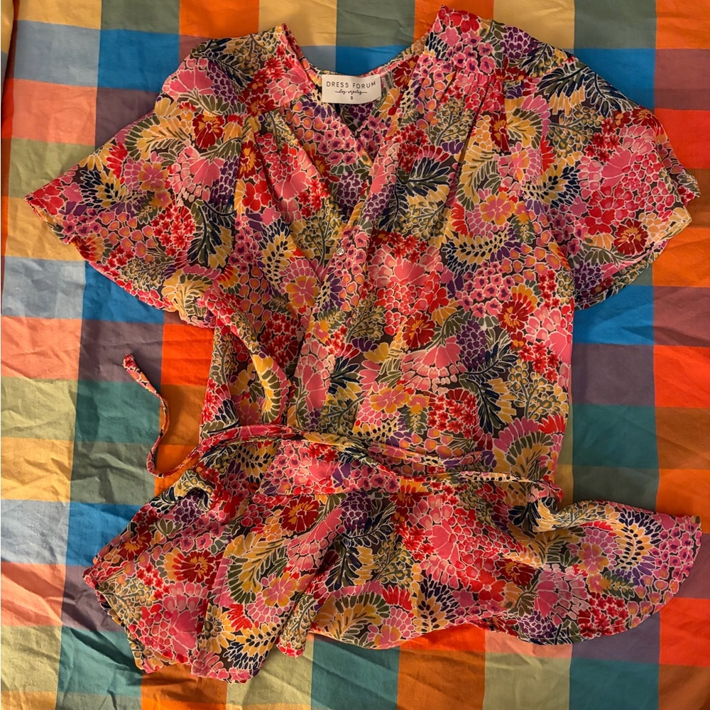 Dress Forum Pink Floral Wrap Blouse